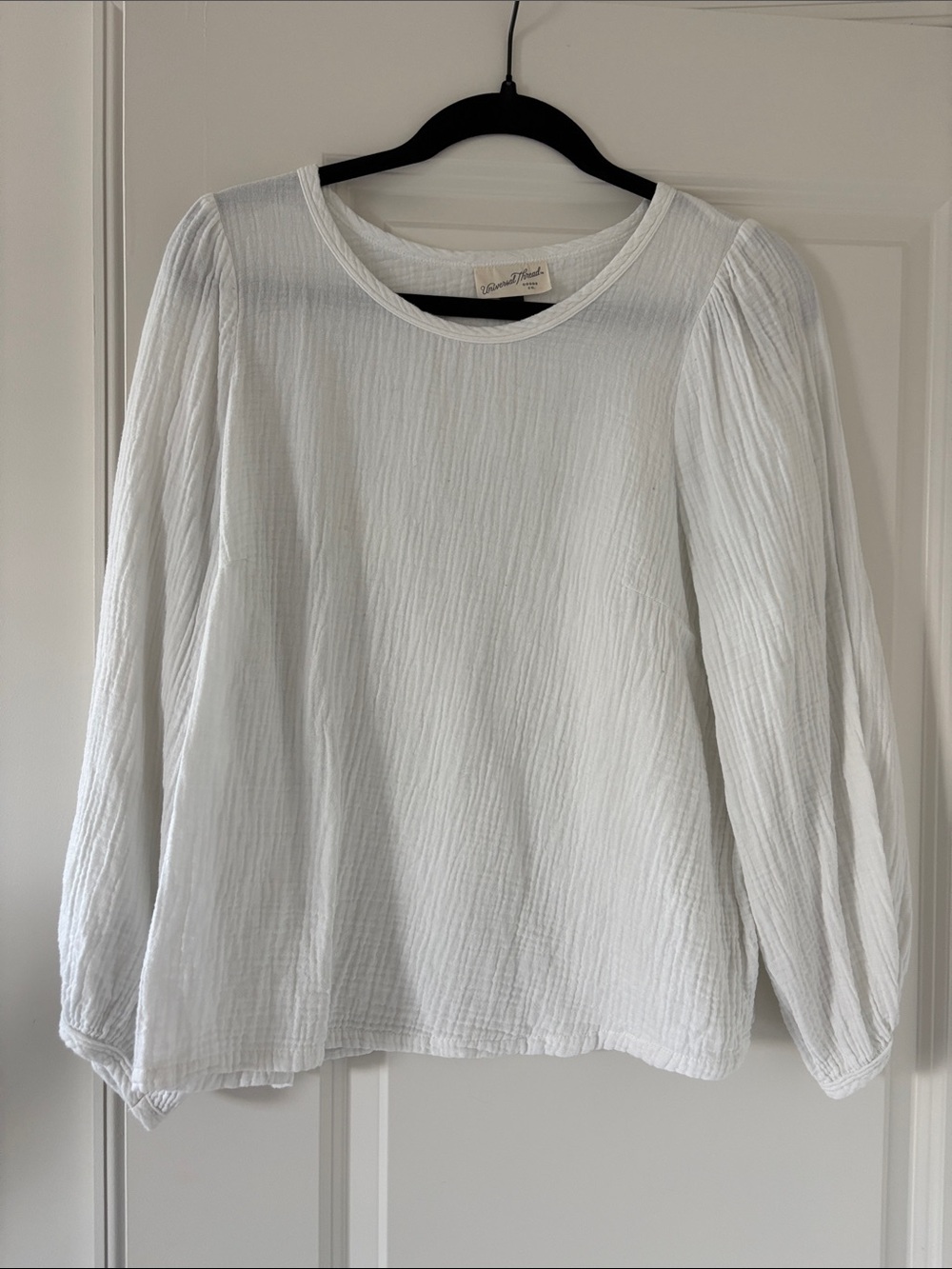 Universal Thread Cream Gauze Long-Sleeve Blouse